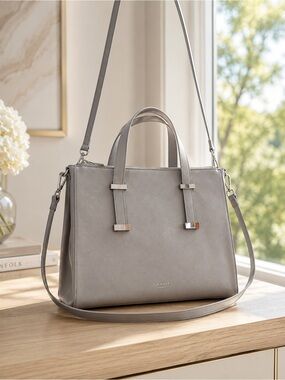 Ted Baker Leather Tote / Briefcase / Shoulder Bag – Dove Grey